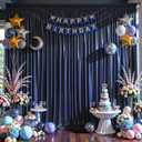 10x10 ft Navy Blue Glitter Backdrop Curtain for Parties, Wrinkle Free Glitter Photo Backdrop Drapes 2 Panels 5x10FT Shimmer Back Drop Cloth for Wedding Birthday Christmas Photography Background Decor