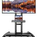 Perlegear Mobile TV Cart for 32-82 Inch Flat/Curved LED/LCD/OLED TVs Rolling TV Stand with Height Adjustable Shelf Max VESA 600x400mm up to 100lbs- Outdoor TV Stand Trolley with Wheels PGTVMC05-1