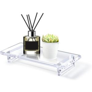 Chivalral Acrylic Bathroom Counter Tray: Water-Resistant Kitchen and Bathroom Tray Countertop Decor,Perfect for Soap Dish,Vanity,Plant,Candle Decor,and Riser-Small