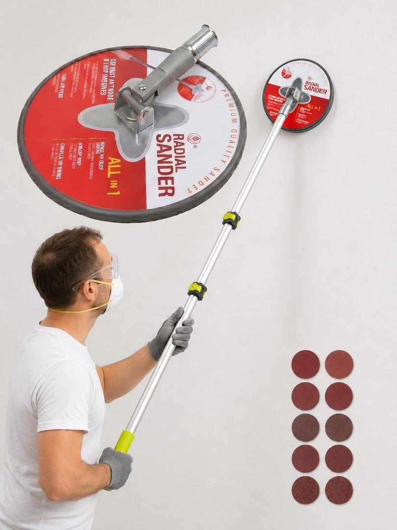 47.5” Pole Sander Drywall Sander & 10-Pack Sandpaper