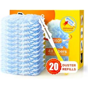 Heavy Duty Duster Refills for Swiffer Duster, 20 Count Duster Refills with 1 Handle, Multisurface 360° Dusters with 4X Microfibers, Unscented Disposable Dusters for Cleaning (Blue)