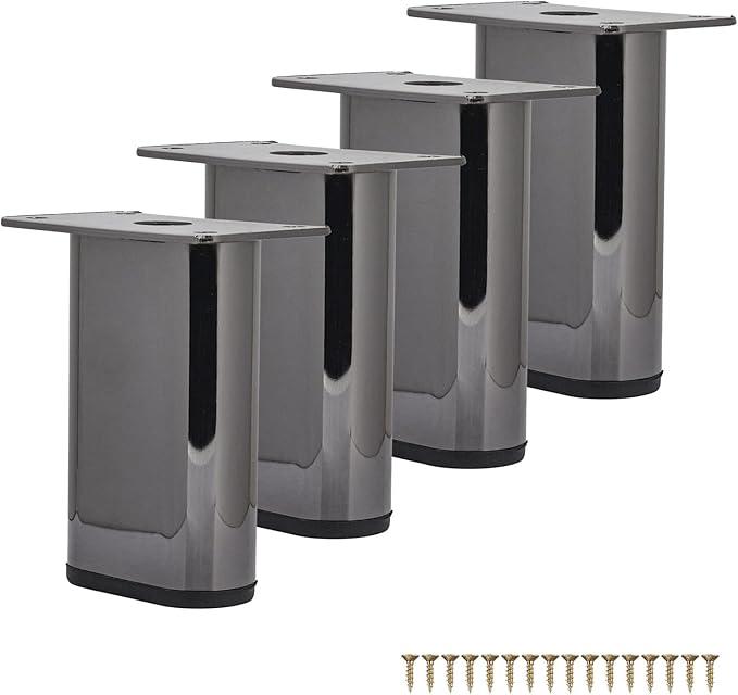 4 inch / 10cm Metal Furniture Legs, 4Pcs Modern Square Piano Key Support DIY Replacement Feet for Sofa Cabinet Dresser TV Stand Couch Kitchen Cupboard