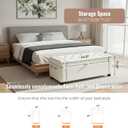 Storage Ottoman Bench for Bedroom & End of Bed Seating, Upholstered Tufted Linen Bench with Hidden Storage & Safety Hinge, 43 Inch, 350 lb Weight Capacity, Linen Beige, 43.31" W x 17.52" L x 15.35" H