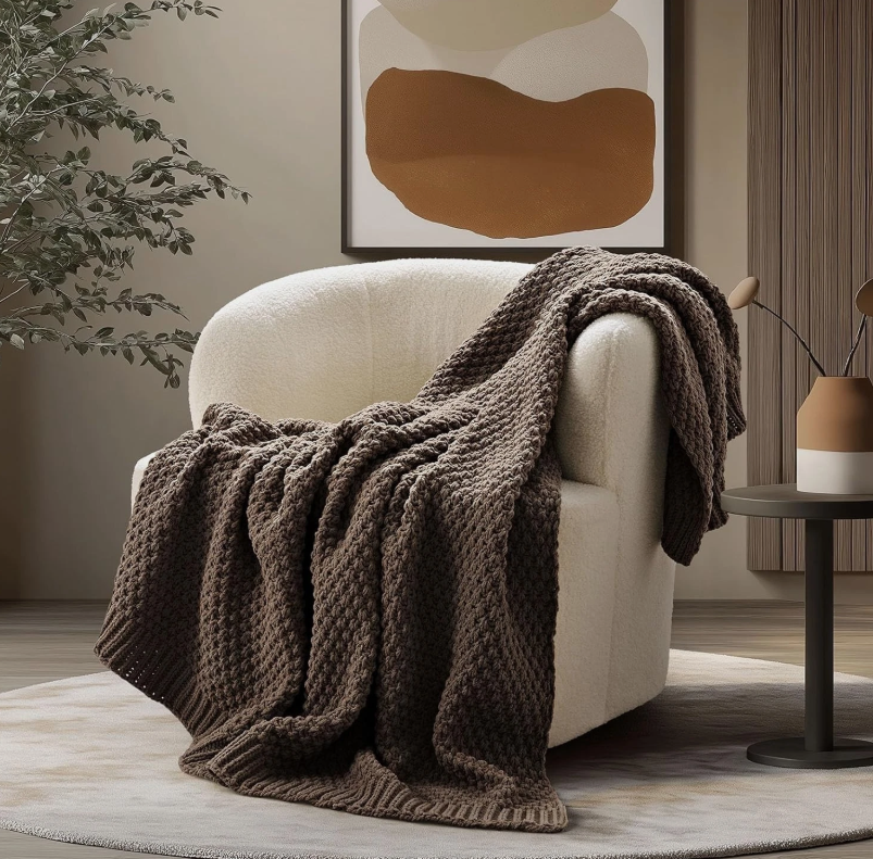 EVERGRACE Chenille Throw Blanket 50x60 Chunky Knit Soft Cozy Couch Sofa