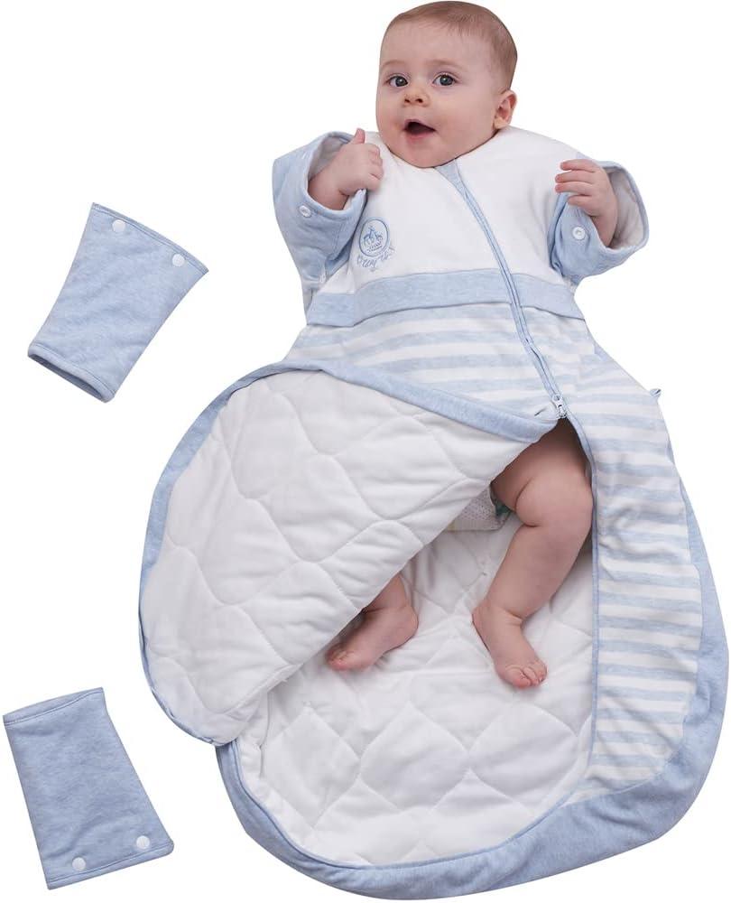 Babyah Kids Wearable Blanket Toddlers Baby Sleeping Bag Sleeves Detachable (6-18 Months, 1.5 Tog for 65-78-blue)