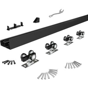 Sdstone Heavy Duty Bypass Door Hardware 72"/6FT,Aluminum Sliding Closet Door Track Hardware for Cabinet Closet, Pocket Door Track Rail Set for 2 Door System,Smoothly and Quietly,Black