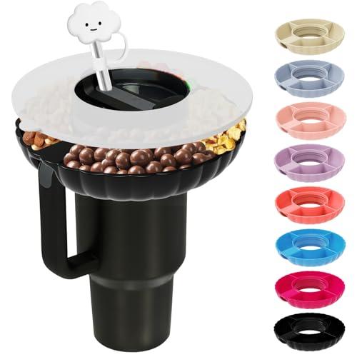 Incolumitas Stanley Snack Tray, Food Grade Silicone Bowl for 40 oz Cup With Straws Cover, Tumbler Accessory (Black)