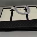 LOVEVOOK Laptop Bag for Women 15.6 inch Canvas Laptop Tote Bag, Large Capacity Work Bag with Clutch Purse, Computer Bag Office Business Briefcase, Casual Handbag for Travel College Teacher School (A-black & White)