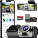 Dash Cam Front and Rear, 3" IPS Dash Camera for Cars, Car Camera 4K Front & 1080P Rear, 5GHz WiFi&APP dashcams, G-Sensor, Night Vision, 24/ 7 Parking Monitoring, Loop Recording, free64GB, Wide Angle Car DVR