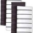 KitchenAid Albany Kitchen Towel 4-Pack Set, Matte Black/White, 16"x26"