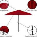 Half Umbrella Outdoor Patio Shade - 9 ft Patio Umbrella with Easy Crank - Small Canopy for Balcony, Table, or Deck by Pure Garden (Maroon Red)