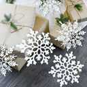 6pcs Large White Snowflakes Ornaments 12 Big Plastic Glitter Snowflake for Winter Indoor Outdoor Christmas Tree Window Room Decorations Giant Craft Snowflakes