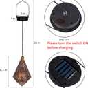 MAGGIFT 2 Pack Solar Hanging Lights, Solar Powered Retro Lantern with Handle, Warm White LED Christmas Garden Lights, Metal Diamond Shape Lamp Waterproof for Outdoor for Yard Tree Fence Patio