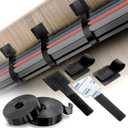 2 x Cable Management Kit 40 Self-Adhesive Hook & Loop Cable Ties with 2 Extension Straps, Strong Adhesive Cord Organizer for Desk, Wall, Home & Office Adjustable Wire Holders (Black)