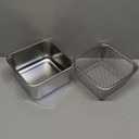 SHPii Square Colander Set, 304 stainless steel, with PE lid, deli containers, back of the kitchen preparation, washing and draining tools, refrigerator storage, frying oil filter (2500ML)