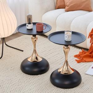 Elegant Modern Side Table - Featuring a Unique Hourglass Design, Ideal for use in Living Rooms, cafes, Dining Rooms, bedrooms, and Outdoors - a Fashionable Decoration (2, Black)