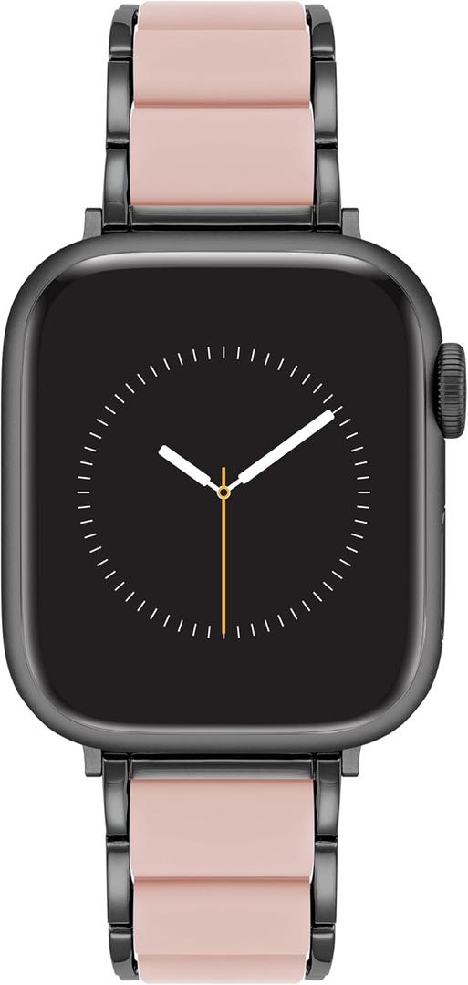 Anne Klein Silicone Fashion Bracelet for Apple Watch, Secure, Adjustable, Apple Watch Replacement Band, Fits Most Wrists (42mm (Series 10) & 38/40/41mm, Blush Pink/Black) 