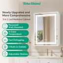 TokeShimi 24x30 Inch LED Medicine Cabinet White Frame, Medicine Cabinet with Lights, 3-Color Lighted Medicine Cabinet Mirror for Bathroom, Anti-Fog, Tempered Glass, Outlets, Wall-Mounted/Recessed