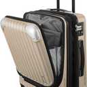 LEVEL8 Grace Carry on Luggage with Front Compartment, 20 Inch Expandable Hardside Suitcases with Wheels, Abs+Pc Harshell Spinner Luggages with Tsa Lock, Travel Bag for Women Men, Champagne