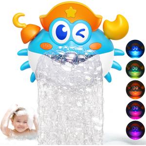 Bath Toys, Light Up Crab Bath Bubble Maker Bathroom Toys for Kids Ages 1-3 4-8,Bath Bubble Machine with Colourful Light Toddler Bathub Toy Great Birthday for Kids