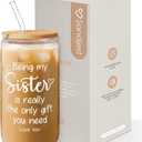 SANDJEST Sister Gift, Funny Sister Coffee Cup, 16 Oz Bamboo Lid & Straw - Gifts for Women, Birthday, Christmas
