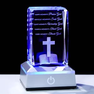 Movdyka 3D Crystal Christian Gifts for Women Men Faith, Inspirational Bible Verse Religious Gift Keepsake with Colorful LED Night Light, Get Well Spiritual Gifts Ideas for Birthday