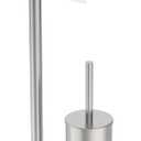 Toilet Paper Holder Stand, Free Standing Toilet Paper Holder with Shelf for Bathroom, Stainless Steel Brushed Nickel Toilet Tissue Holder with Brush and Holder Set, Weighted Base