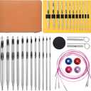 AIYUNDI Tunisian Crochet Hooks Set with Cable, 6-Inch Aluminum Interchangeable Crochet Hooks 3mm-10mm, Long Crochet Hooks, Lightweight, Anti-Twist Swivel Cables, Ergonomic, Umber 26 PCS