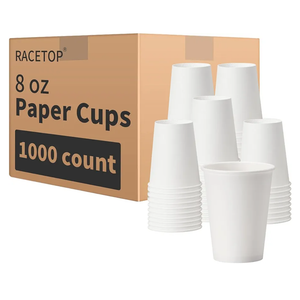 RACETOP 8 oz 1000 Pack Disposable Paper Coffee Cups, Paper Cups 8 oz Disposable, Ideal for Party, Home, Office