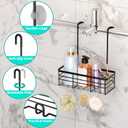 HapiRm Hanging Shower Caddy Organizer - No Drilling Shower Organizer with Hooks, Rustproof & Waterproof 304 Stainless Steel Bathroom Shelves - Black (1 Basket)