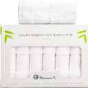 Set of 6 Luxury Wash Cloths for Your Face Viscose Bamboo & Turkish Cotton, White Wascloths