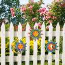 3 Pcs Metal Sun Outdoor Wall Art Decor, Colorful Laser Printed Mexican Style Patterns, Outdoor Decorations for Garden Yard Patio Lawn.