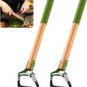2 Pcs Mini Garden Hoes for Weeding Long Stirrup Hoe Tools Scuffle Garden Tool for Lawn Yard Weeding Gardening (Wood Handle)