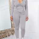 AUXDIO Women 2 Piece Outfits Casual Workout Sets Bodycon Tracksuit Zip Up Long Sleeve Hoodle Jacket Jogger Pants Set (Gray, M)