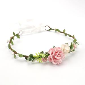 Flower Girl Flower Crown Pink Baby Girls Floral Headpieces Kids Headband Children Hair Wreath Photo Prop (pink-Child Size)
