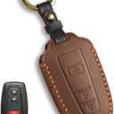 MILD EAST for Toyota Key Fob Cover Genuine Leather Key Case Shell Compatible with 4Runner Highlander Camry RAV4 C-HR (Brown, 3 Buttons)