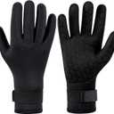 SUJAYU 3mm Neoprene Gloves Diving Gloves Wetsuit Gloves, Anti Slip Fishing Gloves Surfing Glove with Adjustable Wrist Strap, Water Proof Gloves Pool Glove Swim Gloves Ice Fishing Gloves Black S