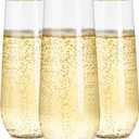 Ciaell 24 Pack Gold Plastic Champagne Flutes - 9 Oz Disposable Champagne Glasses - Stemless Mimosa Glass for Parties & Weddings & Birthdays