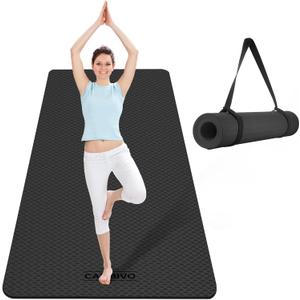 CAMBIVO Extra Wide Yoga Mat for Women and Men (72"/84"x 32"x 1/4") TPE Workout Mat, Non-slip Large Exercise Fitness Mat for Yoga, Pilates, Workout (Dark Black)