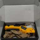 Cordless Electric Scissors: 4V Rechargeable Cardboard Cutter, 3 Blades, Safety Lock & LED Light, Box Cutter for Carton Carpet Plastic Fabric Leather(Yellow