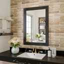 Black Farmhouse Bathroom Mirror, 18x26 Inch Black Wooded Framed Vanity Mirror for Wall, Rectangular Rustic Wall Decor Mirrors for Entryway Living Room Bedroom