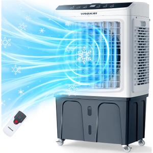 VAGKRI 35" Evaporative Air Cooler, 2800CFM Swamp Cooler, 120Oscillation Air Cooler with Remote Control, 24H Timer, 3 Modes & Wind Speeds for Outdoor Indoor Use, 9.2Gallon