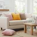 decorUhome Summer Cozy Faux Fur Throw Pillow Covers 18x18 Set of 2 Decorative Soft Plush Striped Modern Farmhouse Boho Couch Pillow Cases with Velvet Back for Sofa Bed Living Room, Cream White