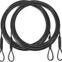 3.3mm (1/8 Inch) Outdoor Travel Stainless Steel Security Cable-4ft Luggage Lock Safety Wire Flexible Steel Wire Rope with Double Loop Safety for Luggage, Bike, Lock(Balck*2, 4ft-(2Pack)