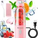Portable Personal Blender 17 OZ/500 ML Juicer, 175W Personal Size Blender, Ideal for Smoothies, Ice Blending, Juicing, and Food Processing, Compact, Convenient, and Versatile (Pink)