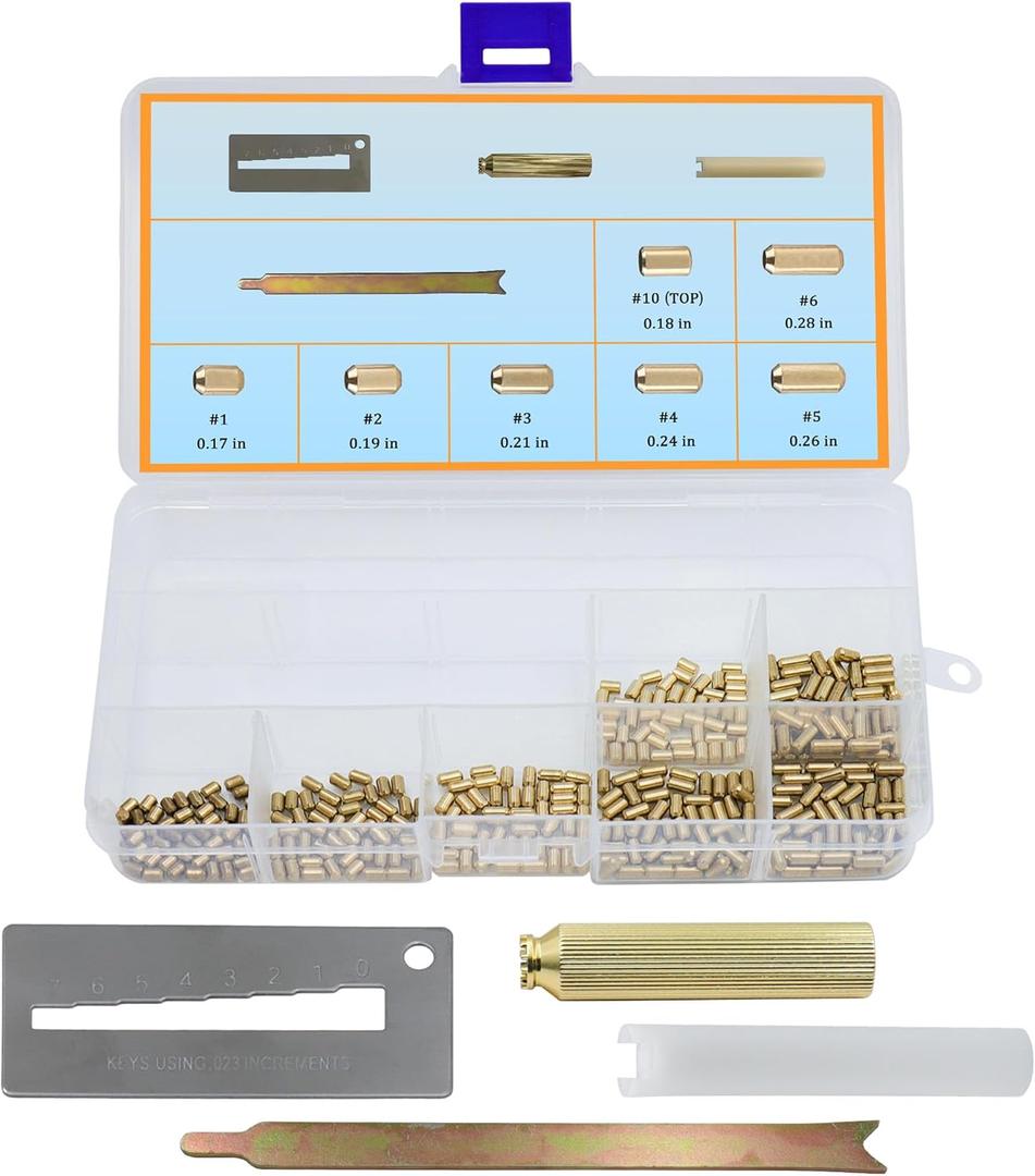 Rekey Kit for Kwikset Locks Compatible with Kwikset Rekey Kit, Door Lock Pinning Kit for Home Security, with Bottom Pins, Follower, Removal, (1-6, 50 Each) DIY Rekey Kit