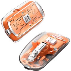 Transparent Wireless Mouse BT5.1/2.4G Bluetooth Mouse Rechargeable Mute Laptop Mice for Mac,iPad,MacBook,Laptop,PC(Orange)
