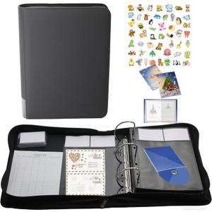 sale Card Display Album,100 pockets and 100 label papers,Used for retail,craft fairs trade shows sell holiday greeting card,postcard,photo,sticker,finished paintings,CD disc (black)