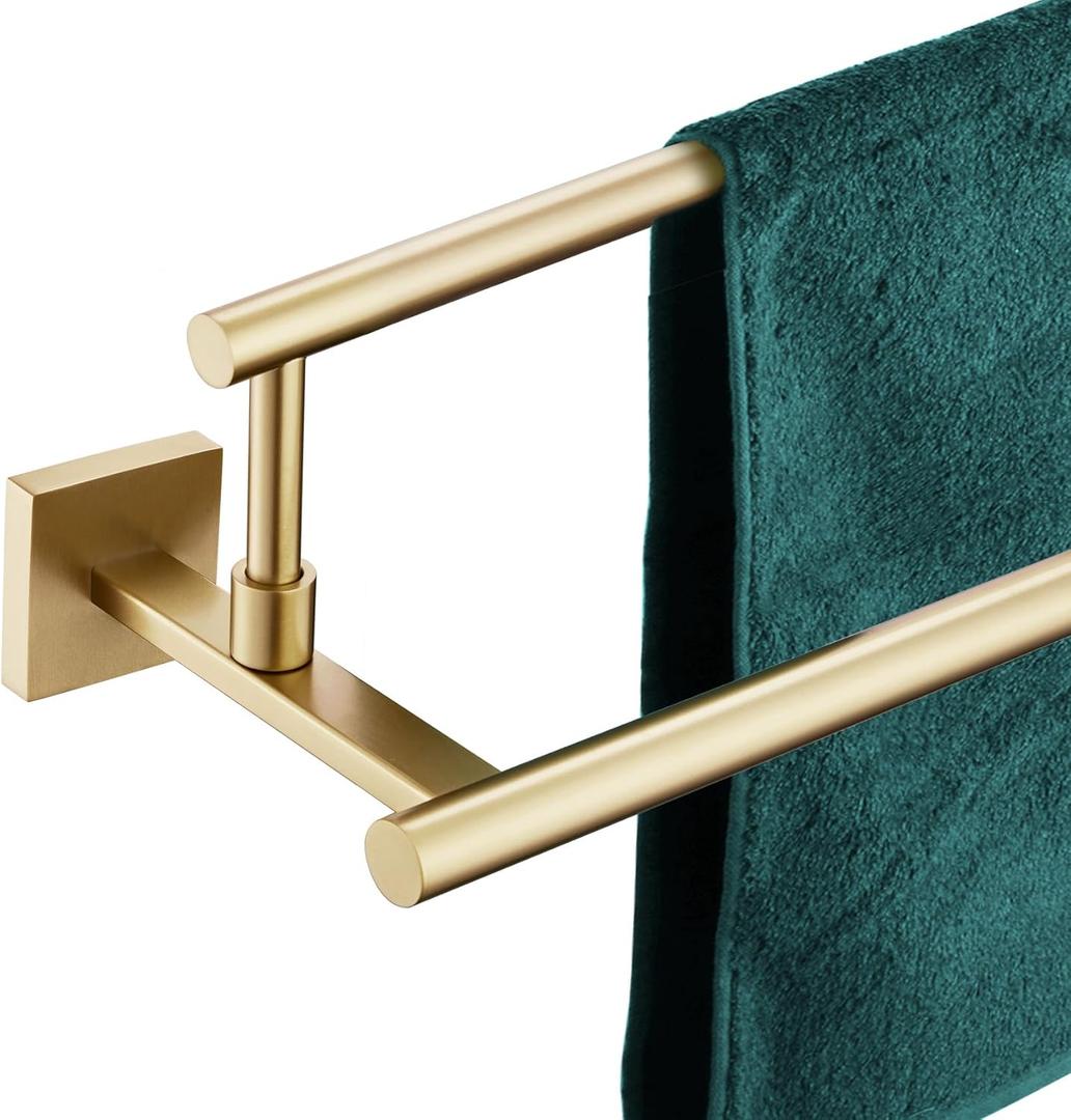 KOKOSIRI Bath Towel Bars 32-Inch Double Towel Rails Overlength Bathroom Racks for Cabinet Kitchen Brushed Gold Stainless Steel B5009BG-L32