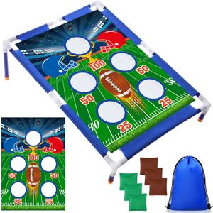 Football Bean Bag Toss Games with 6 Bean Bags Portable PVC Framed Cornhole Game Set for Family Holiday Birthday Party